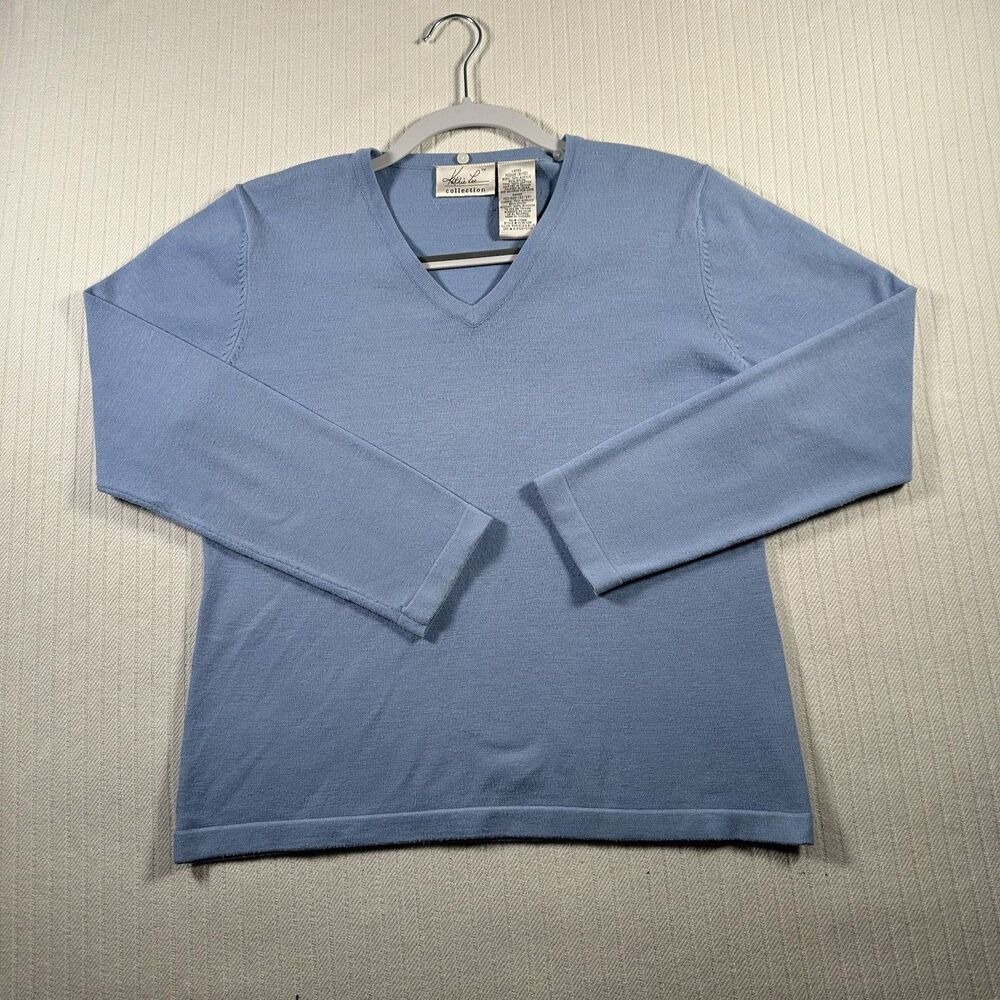 Kathie Lee Collection Women’s V Neck Sweater Light Blue Long Sleeve Size M